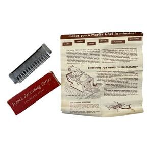 VTG French Garnishing Cutter Stainless Steel Blade Slide-O-Matic Circa 1958